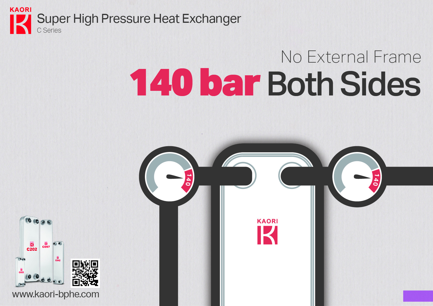  Intercambiador de calor de ultra alta presión KAORI Solución perfecta para ampliar su cartera de sistemas de CO2 con la serie C 